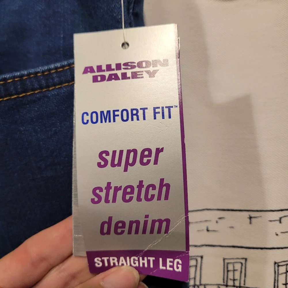 NWT Allison Daley Comfort Fit Super Stretch Straight Leg Jeans Size 14P S - Picture 2 of 5